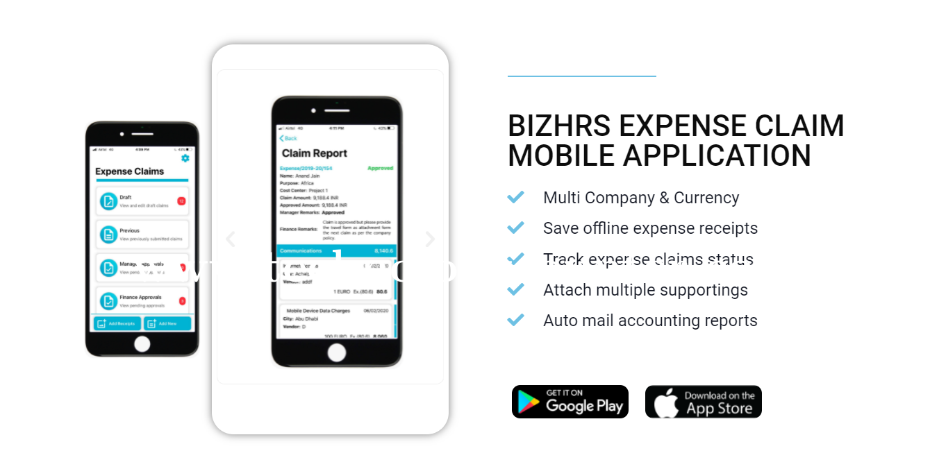 BizHRS Expense Screenshots
